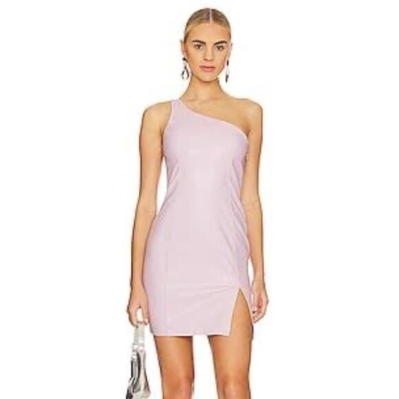 Susana Monaco Faux Leather One Shoulder Dress in Opal - Picture 1 of 7